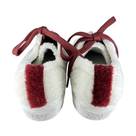 STUART WEITZMAN Women's Fuzzy Laceup White & Rust Laces Sneakers Size 6 B - Picture 3 of 4